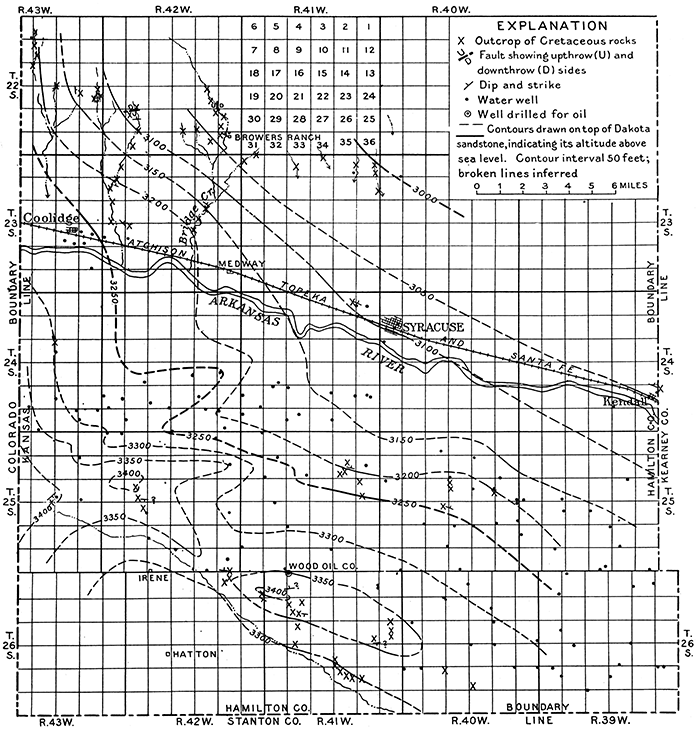 Sketch map showing geologic structure of southern part of Hamilton County.