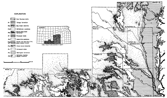 Geologic map of south-central Kansas