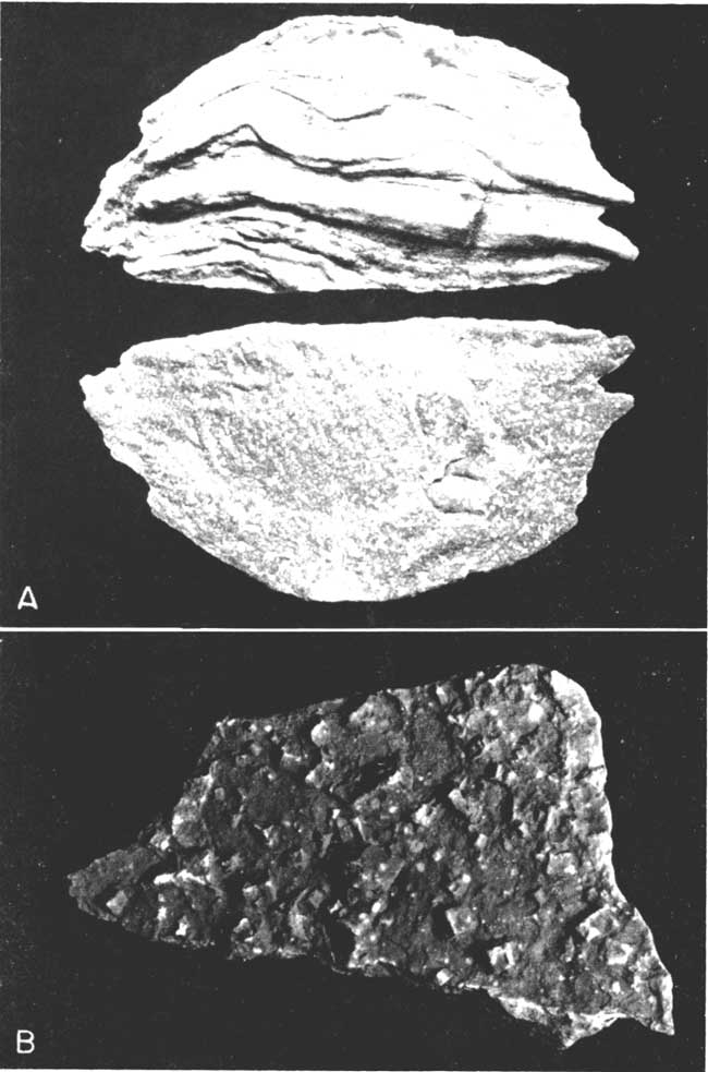 two black and white photos of rock samples