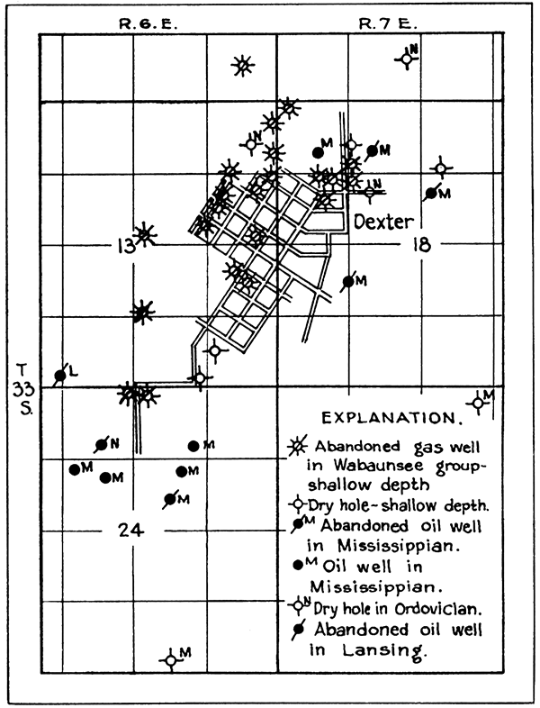 Sketch showing wells in Dexter field.
