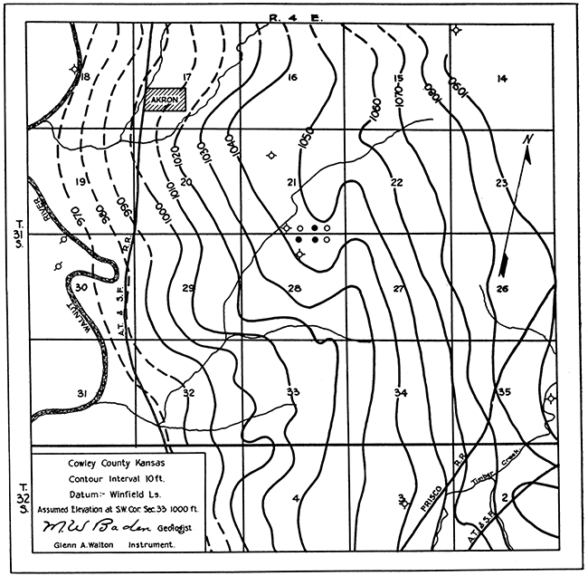 Map showing attitude of surface beds in parts of Tps. 31 and 32 S., R. 4 E.