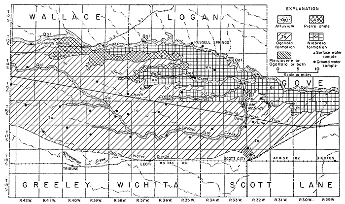 Generalized geologic map and location of sampling sites.