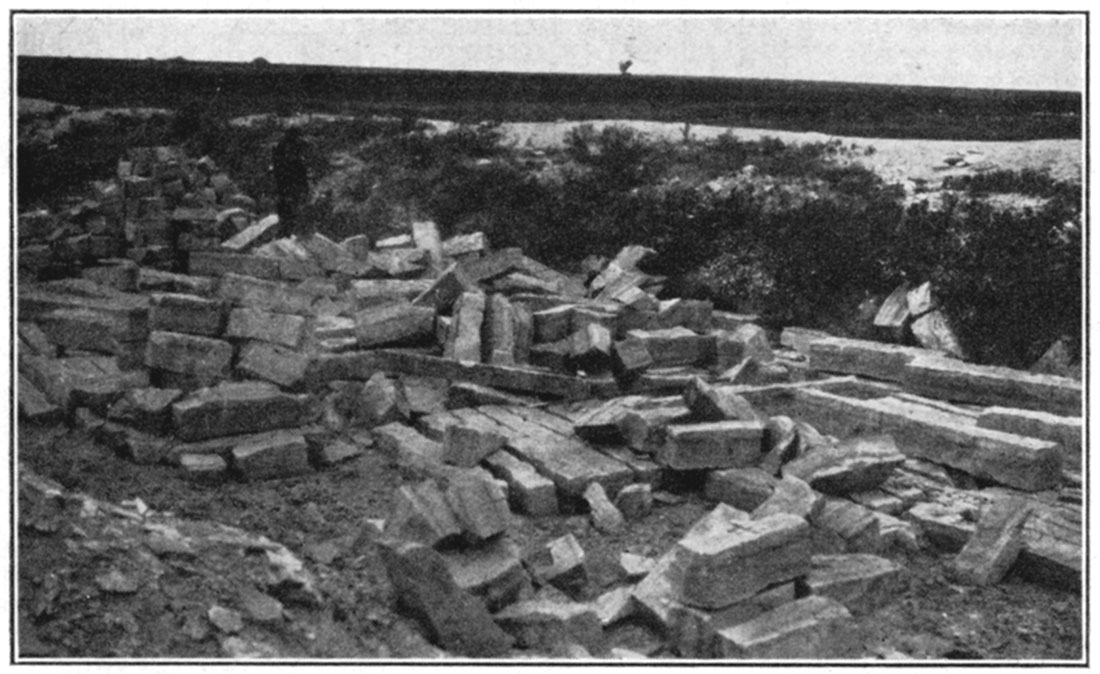 Black and white photos of quarry in the fence-post limestone bed of the Pfeifer shale member of the Greenhorn limestone.