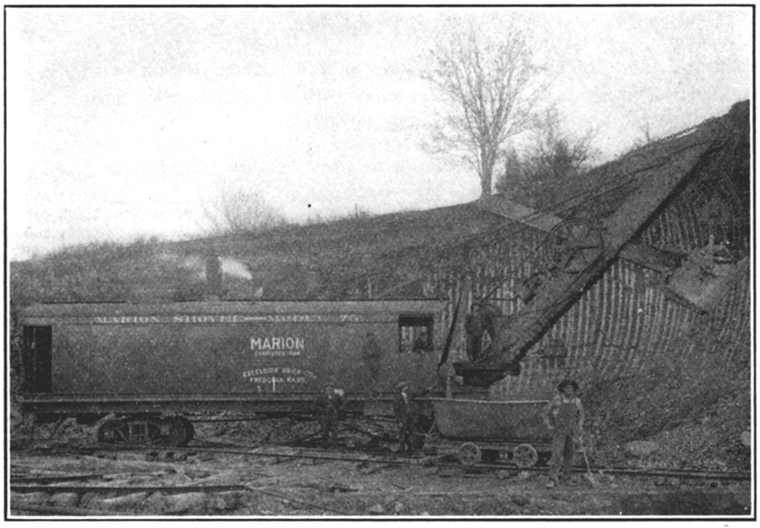 Black and white photo of a clay pit near Fredonia, Kan.