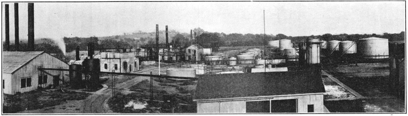 Black and white photo of Kanotex oil refinery. Arkansas City.
