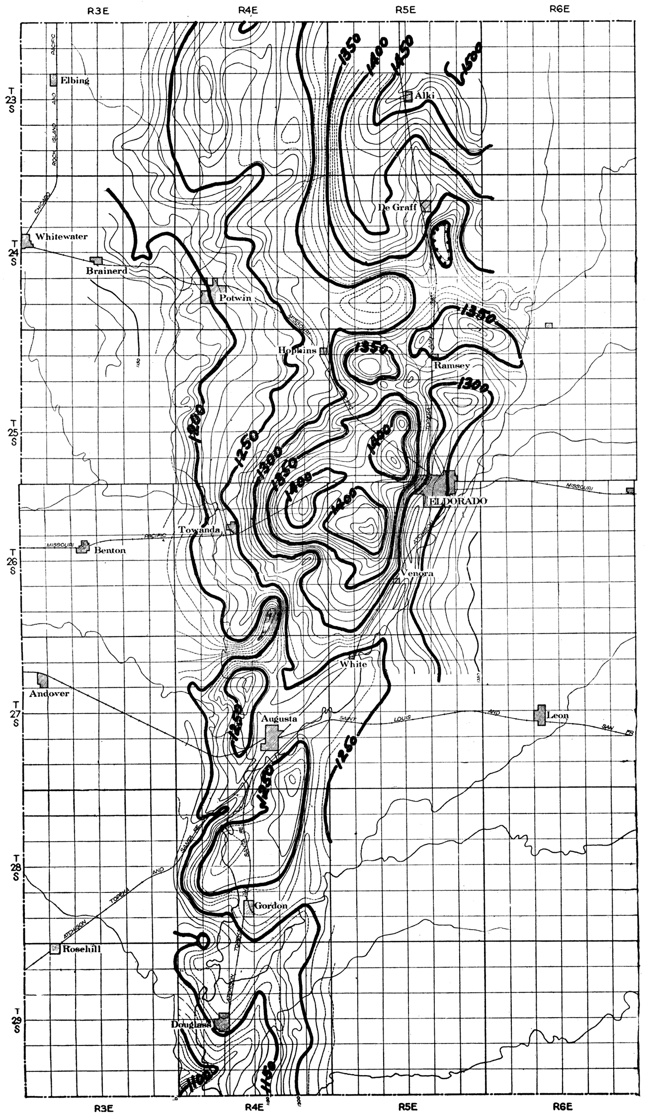 Structure map of El Dorado oil field.