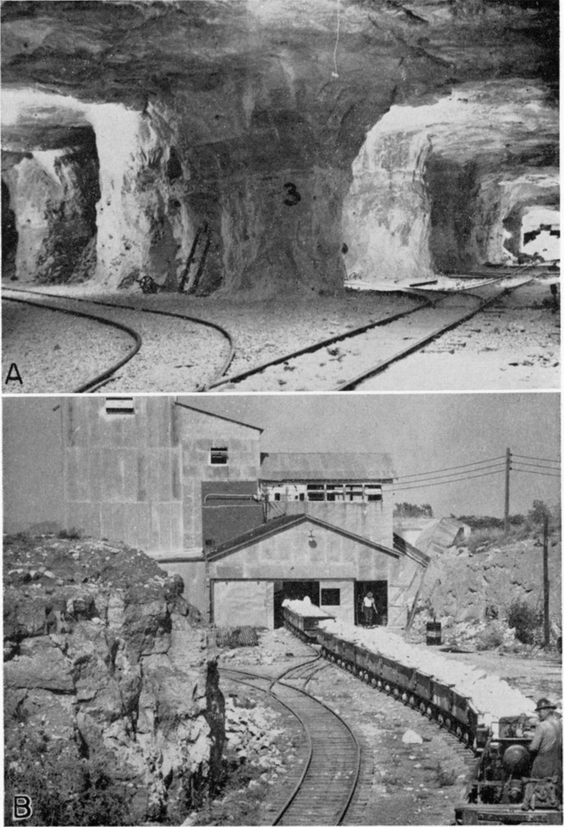 Two black and white photos; Pioneer mine near Sun City.