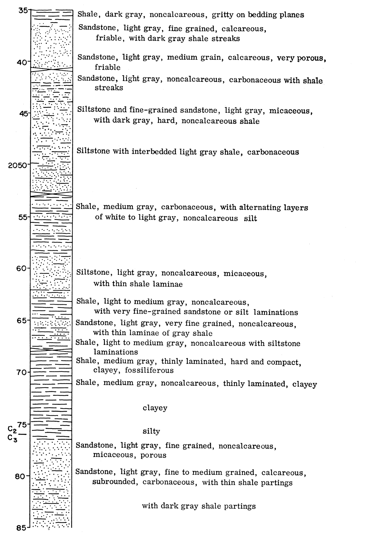 Graphic description of Dakota (Cretaceous) core.