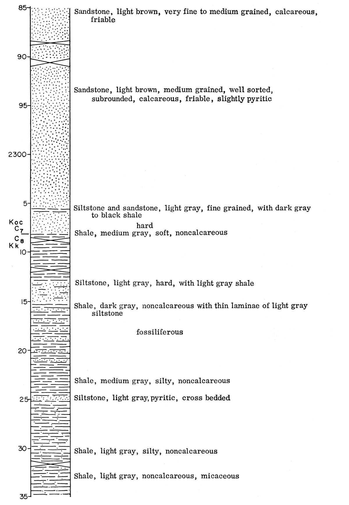 Graphic description of Dakota (Cretaceous) core.