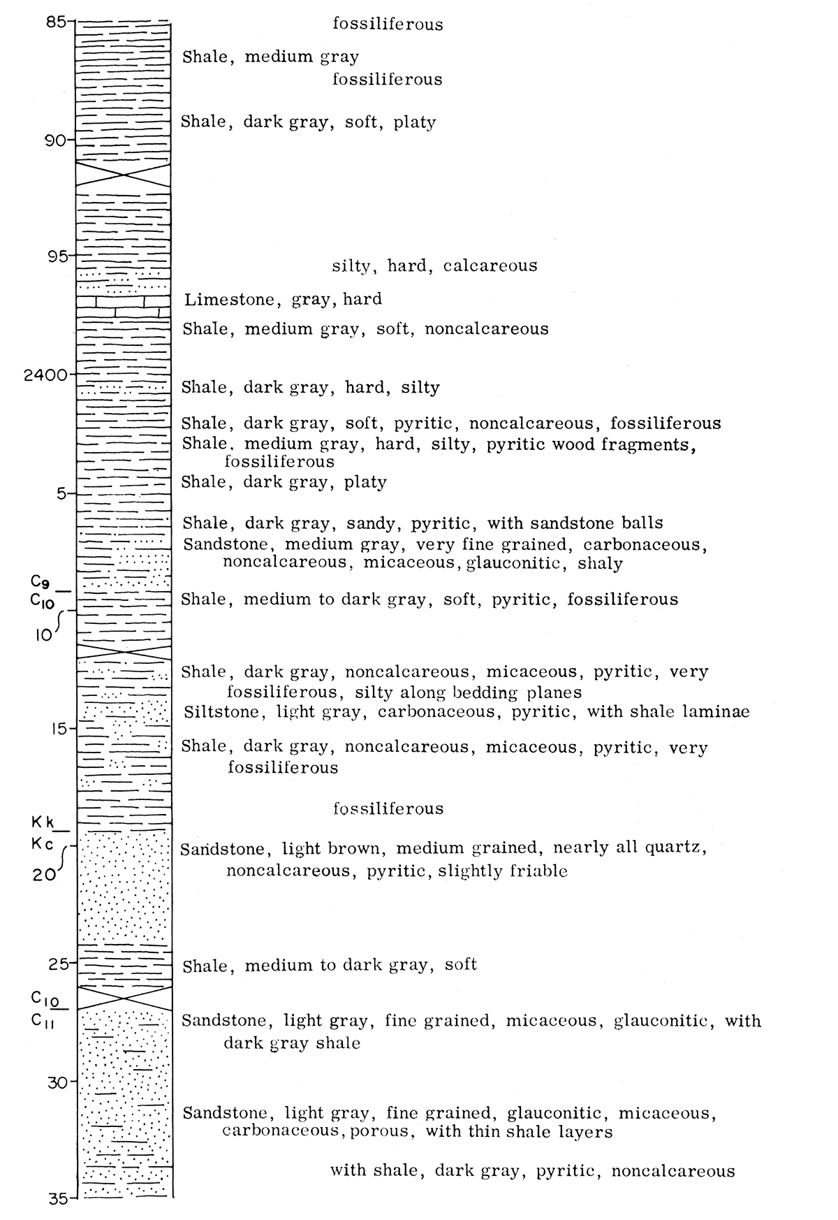 Graphic description of Dakota (Cretaceous) core.