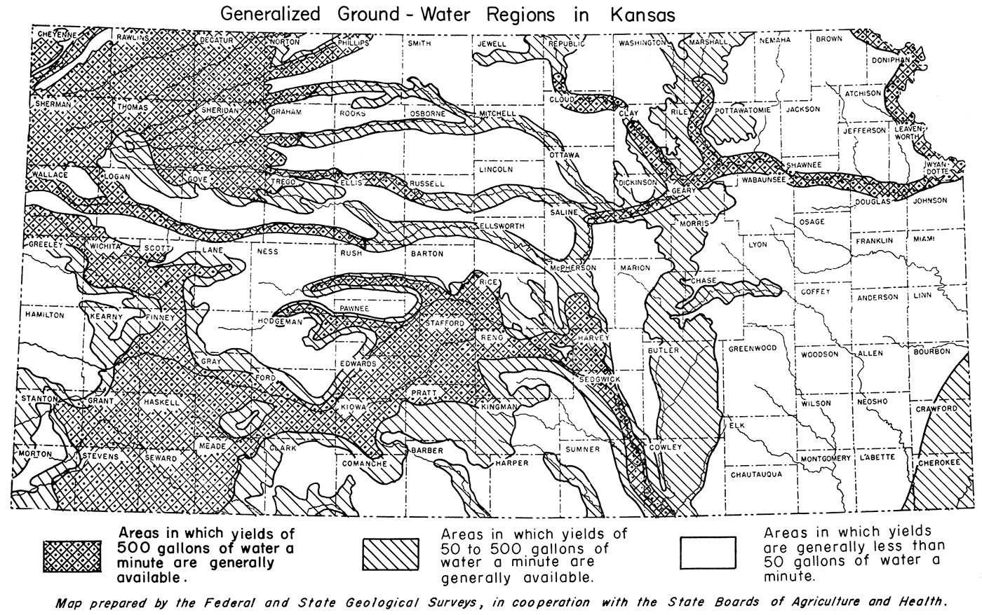 Generalized occurrence and availability of ground water in Kansas.