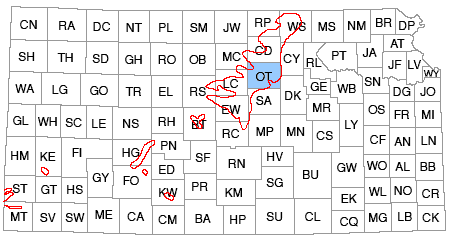Ottawa County is in the north-central part of Kansas, centered in Dakota outcrop belt.  Other small outcrops occurr in line from Barton to Morton counties.
