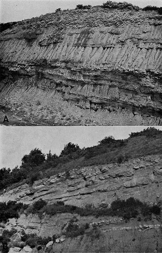 Two black and white photos of outcrops.