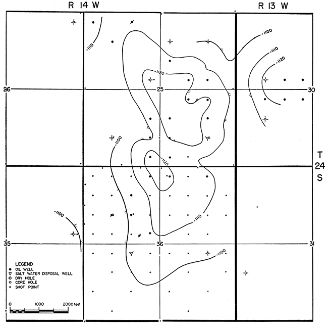 Subsurface structure map, top of Stone Corral anhydrite.