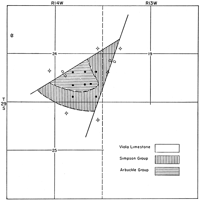 Map of SW Pratt Co., near Coats, showing pre-Pennsylvanian.