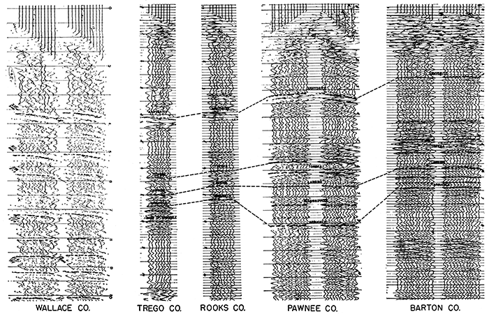 Seismic records for Wallace, Trego, Rooks, Pawnee, and Barton counties.