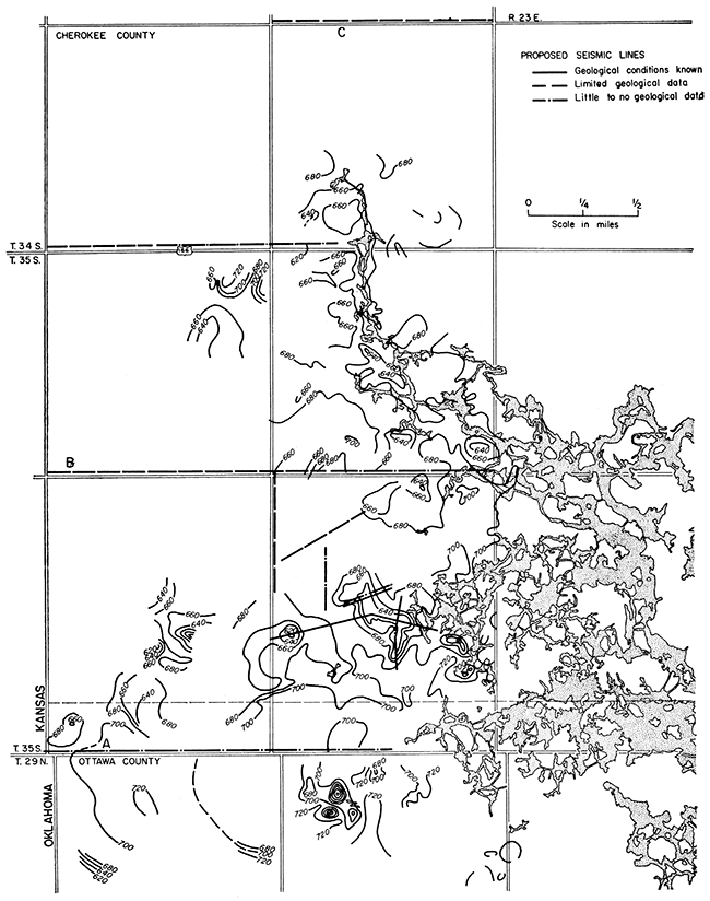 Map showing structure on base of Cherokee shale.