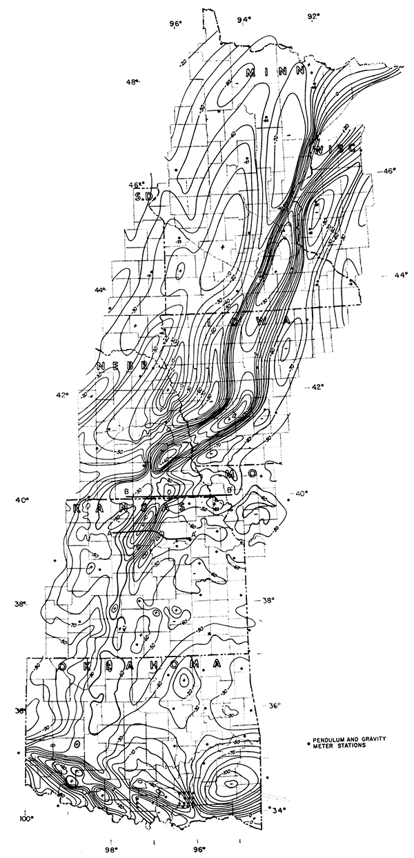 Gravity map from Oklahoma to Minnesota.