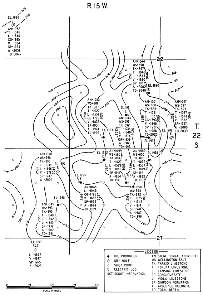 Seismic time structure map of Stone Corral anhydrite.