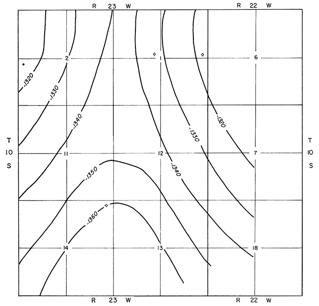 Structural map on Lansing Group constructed prior to seismic survey.