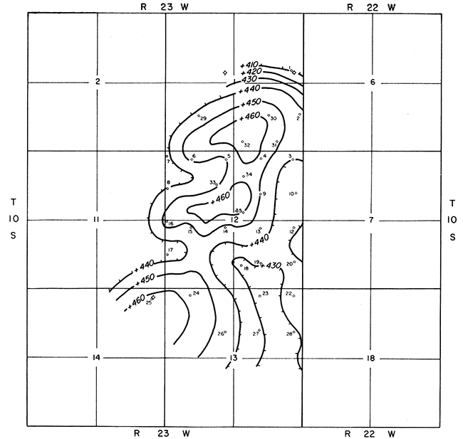 Structural map on Stone Corral from seismic data.