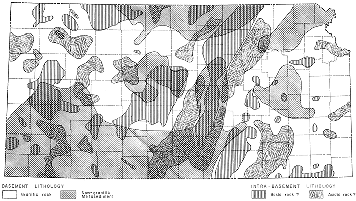 Map showing postulated basement and intra-basement lithology.