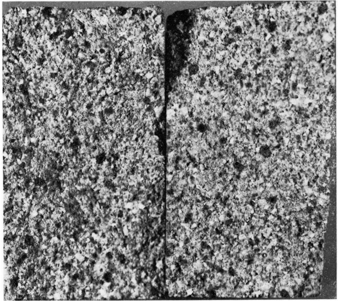Black and white photo of broken brick C-30-5, coarse texture, modulus of rupture 800 psi.