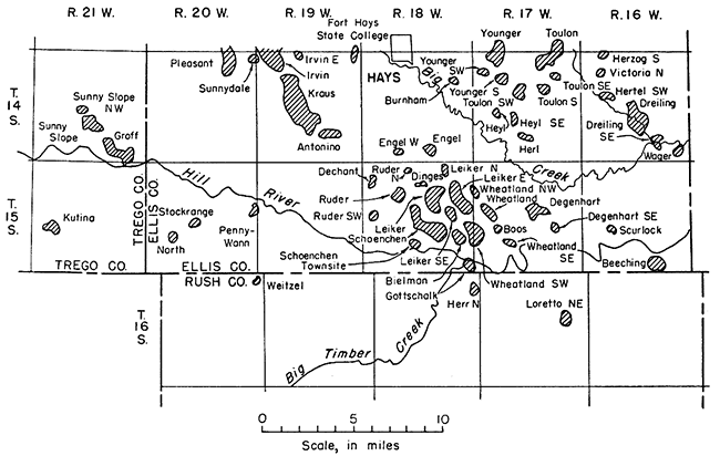 Oil fields in study area.