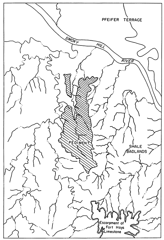 Map showing streams and escarpments present in aerial photo.