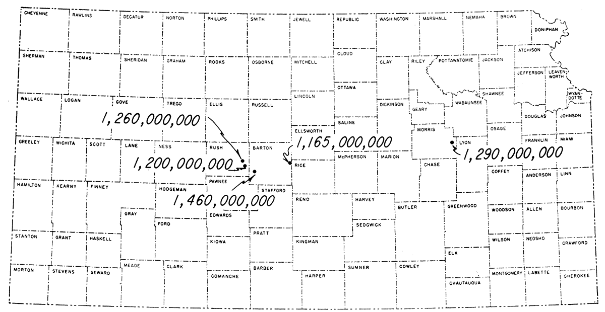 Location of wells from which samples were obtained for dating by potassium-argon method.