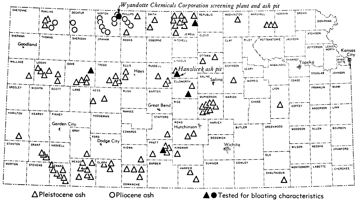 Kansas volcanic ash deposits and commercial producers.