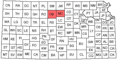 Mitchell and Osborne counties are located in northern Kansas in the second row of counties south of the Nebraska line and slightly west of center.