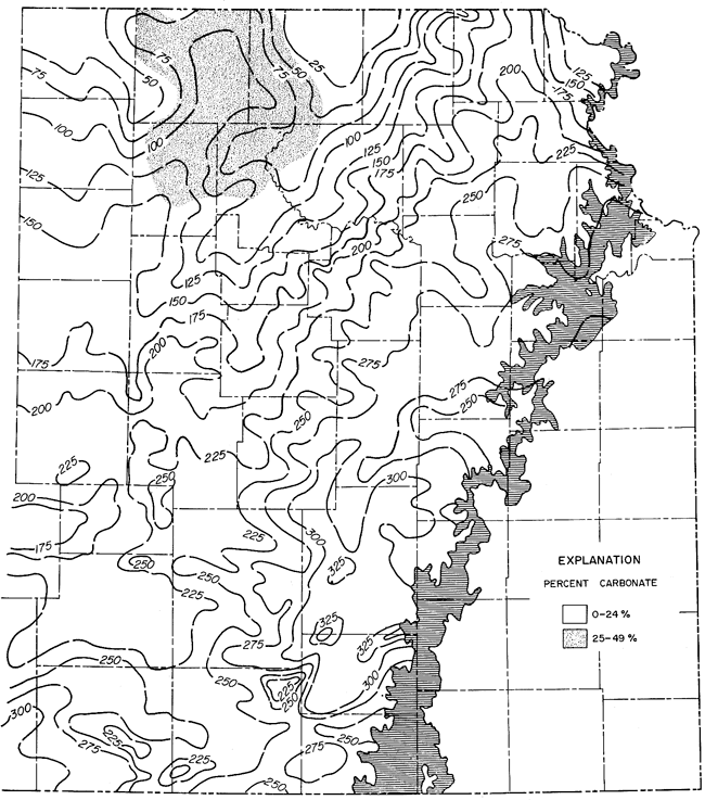 Higher carboante percentage in north; thicker beds in south.