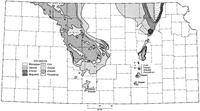 Map of rock units underlying Pennsylvanian.