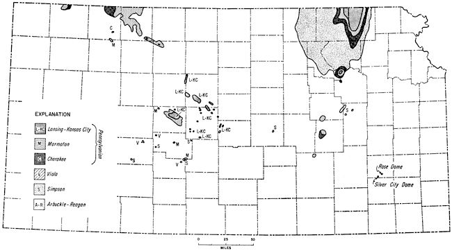 Map of Paleozoic rock units overlying Precambrian.