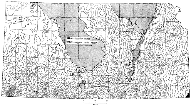 Structure on top of Mississippian; Crops out in SE Cherokee CO., missing in area of central Kansa uplift and northern part of Nemaha uplift.