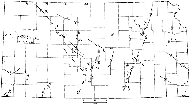 Map of Kansas showing faults.