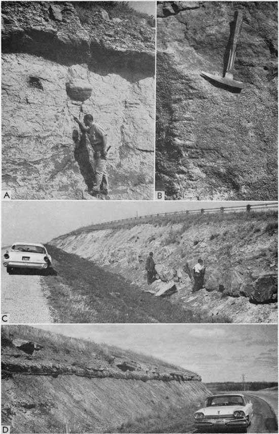 Four black and white photos of road cuts.