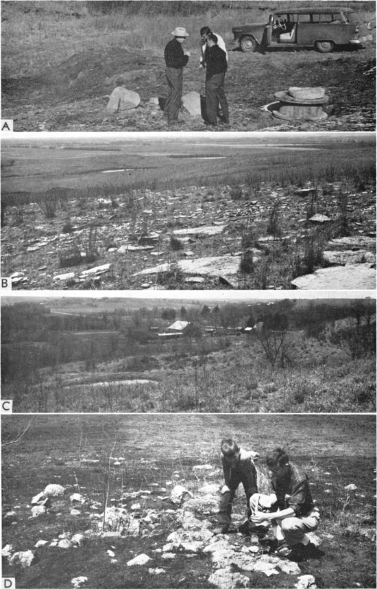 Four black and white photos of intrusive and metamorphic outcrops in Kansas.