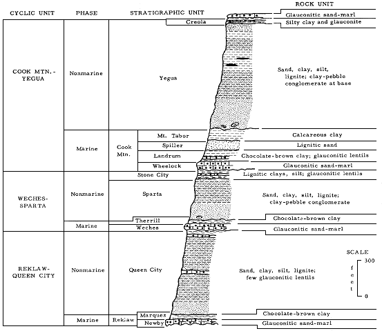 typical cycle shown with cyclic units, phase of cycle, stratigraqphic units, and rock units