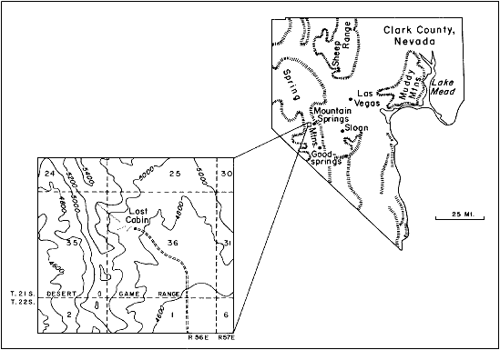 Lost Cabin area located in west-central Nevada in Spring Mountains