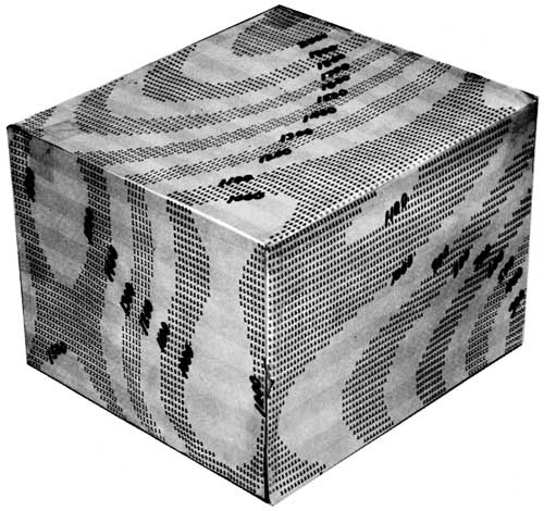 Contours printed on a line printer, then glued into a box shape.