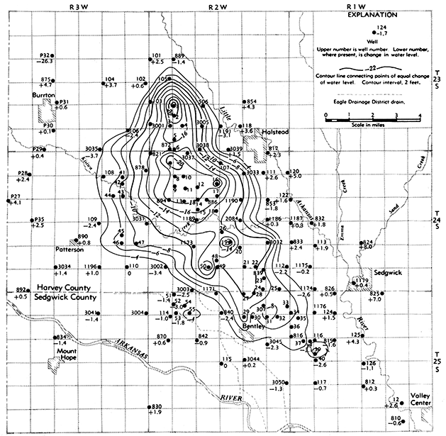 Change in water level from August 30, 1940, to December 31, 1962.