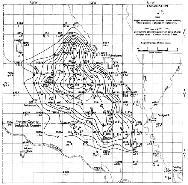 Change in water level from August 30, 1940, to December 31, 1965.