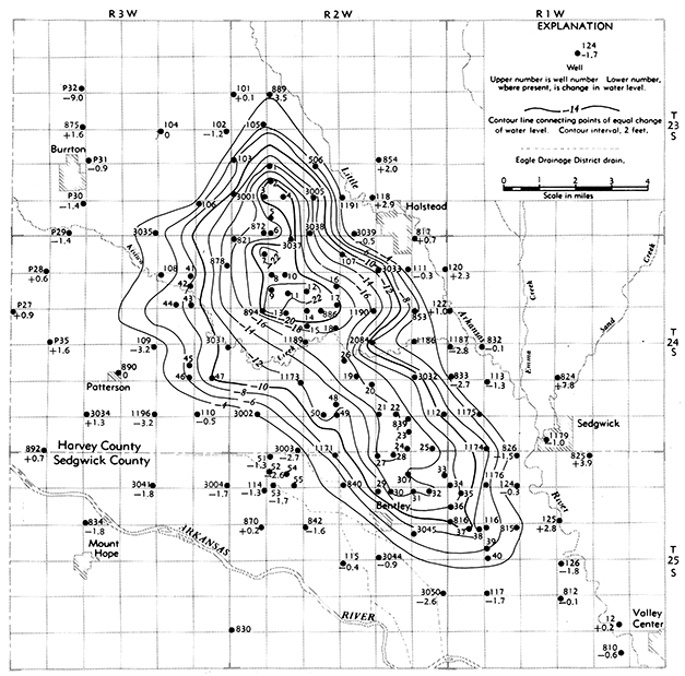 Change in water level from August 30, 1940, to December 31, 1959.