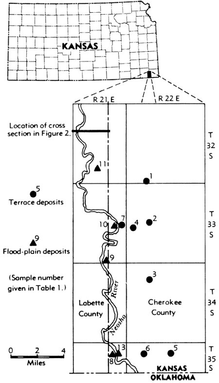 Samples follow Neosho River in Labette and Cherokee counties