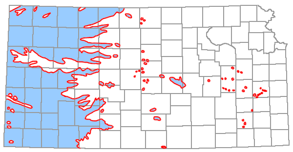 Map of Kansas showing subsurface and outcropping Tertiary rocks in western third of state