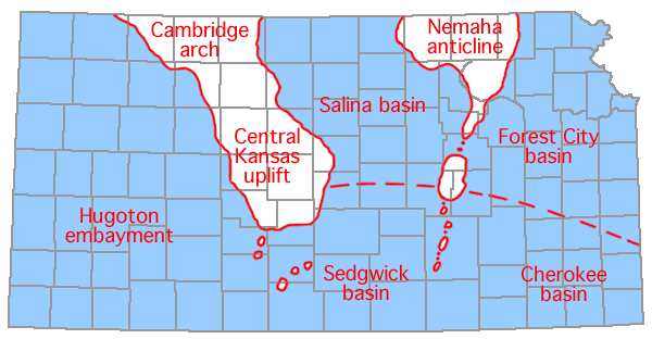 Map showing areas of Mississippian and Pennsylvanian in blue.