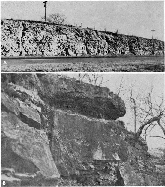 Two black and white photos; top is of Fort Riley Limestone, bottom is of Winfield Limestone.