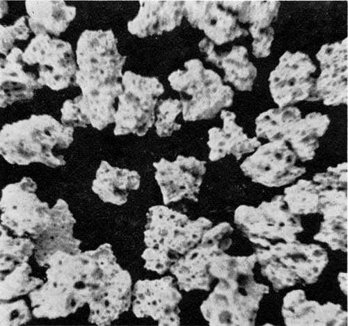 Photomicrograph of clay granules.